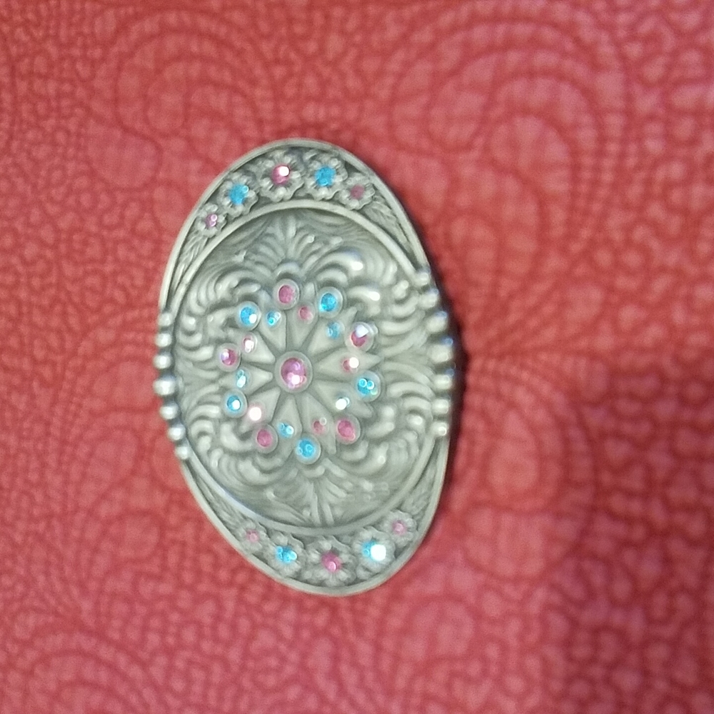 Montana silver blue/pink jeweled belt buckle